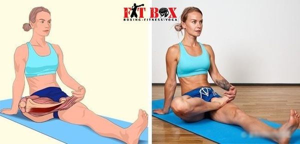Động tác ngồi gập người gym căng cơ chân và đùi sau dẻo dai