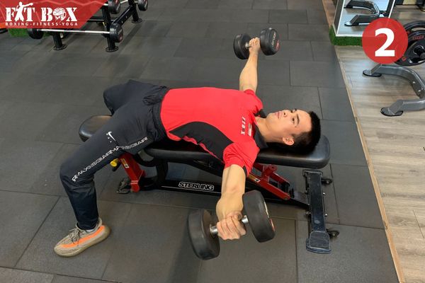Nằm đẩy tạ đòn trên ghế phẳng bài tập ngực kinh điển tại phòng gym